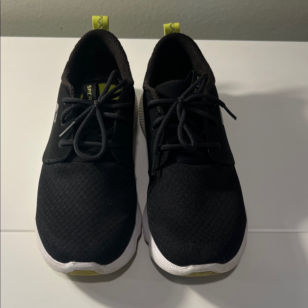 Sperry Black Sneakers with White and Green Accents